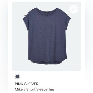Stitch Fix Pink Clover Mikaela Blue open shoulder knit top